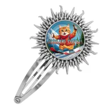 Заколка металлическая, цвет серебро, Люблю горы C0334045