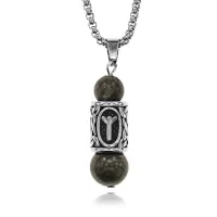 Кулон-амулет с руной Мир из нержавеющей стали, Унакит KULC-02