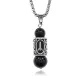Кулон-амулет с руной Чернобог из нержавеющей стали, Черный агат KULC-03