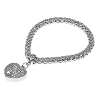 Стрейч - браслет Сердце, металл, цвет серебр. BS047-S