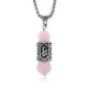 Кулон-амулет с руной Берегиня из нержавеющей стали, Розовый кварц KULC-19