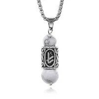 Кулон-амулет с руной Берегиня из нержавеющей стали, Кахолонг KULC-20