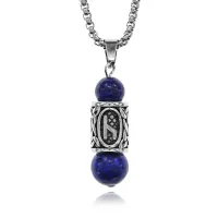 Кулон-амулет с руной Уд из нержавеющей стали, Лазурит KULC-21