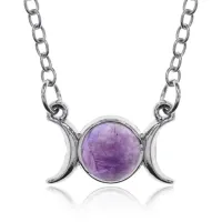 Кулон Знак Богини на цепочке, аметист BJK500-01