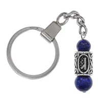 Брелок-амулет с руной Алатырь из нержавеющей стали, Лазурит BKC-06
