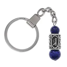 Брелок-амулет с руной Алатырь из нержавеющей стали, Лазурит BKC-06