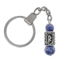 Брелок-амулет с руной Радуга из нержавеющей стали, Содалит BKC-08