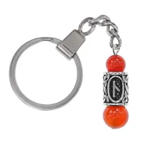 Брелок-амулет с руной Нужда из нержавеющей стали, Сердолик BKC-09