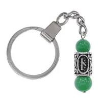 Брелок-амулет с руной Нужда из нержавеющей стали, Нефрит BKC-10