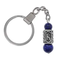 Брелок-амулет с руной Уд из нержавеющей стали, Лазурит BKC-21