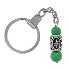 Брелок-амулет с руной Опора из нержавеющей стали, Нефрит BKC-25