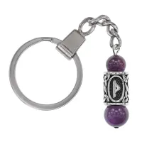 Брелок-амулет с руной Даждьбог из нержавеющей стали, Аметист BKC-28