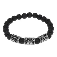 Браслет Зеркальный личный амулет, нат.камень Лава 8мм BSRB-006-01