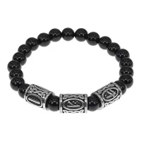 Браслет Зеркальный личный амулет, нат.камень Черный агат 8мм BSRB-006-02
