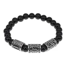 Браслет Зеркальный личный амулет, нат.камень Черный агат 8мм BSRB-006-02