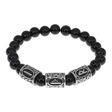 Браслет Материальное благополучие, нат.камень Черный агат 8мм BSRB-008-01