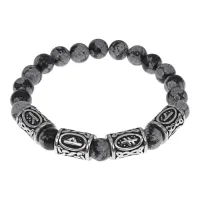 Браслет Получение желаемого, нат.камень Снежный обсидиан 8мм BSRB-012-02