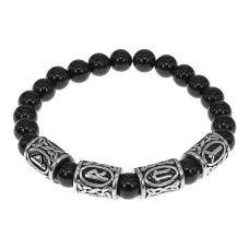 Браслет Привлечение удачи, нат.камень Черный агат 8мм BSRB-013-02