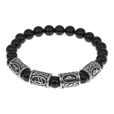 Браслет Благополучие и успех, нат.камень Черный агат 8мм BSRB-016-01