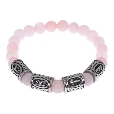 Браслет Пробуждение страсти, нат.камень Розовый кварц 8мм BSRB-017-02