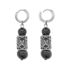 Серьги-амулеты с руной из нерж.стали Дагаз, Лабрадор SERX01-05