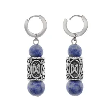 Серьги-амулеты с руной из нержавеющей стали Дагаз, Содалит SERX01-06