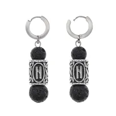 Серьги-амулеты с руной из нержавеющей стали Хагалаз, Лава SERX01-07