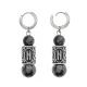 Серьги-амулеты с руной из нержавеющей стали Хагалаз, Обсидиан SERX01-08