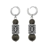 Серьги-амулеты с руной из нерж.стали Ингуз, Унакит SERX01-10