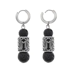 Серьги-амулеты с руной из нерж.стали Эваз, Лава SERX01-12