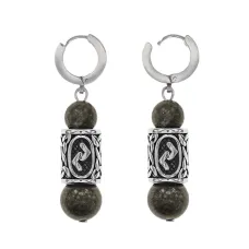 Серьги-амулеты с руной из нерж.стали Йера, Унакит SERX01-13