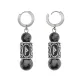Серьги-амулеты с руной из нерж.стали Турисаз, Обсидиан SERX01-17