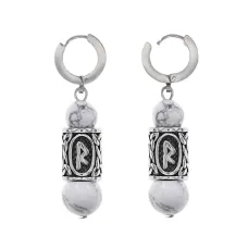 Серьги-амулеты с руной из нержавеющей стали Райдо, Кахолонг SERX01-19