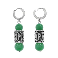 Серьги-амулеты с руной из нержавеющей стали Вуньо, Нефрит SERX01-35