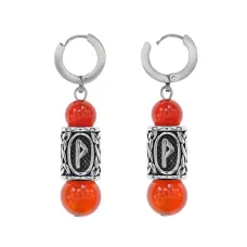 Серьги-амулеты с руной из нержавеющей стали Вуньо, Сердолик SERX01-36