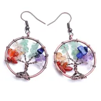 Серьги Дерево Жизни с натуральными камнями SE008