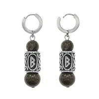 Серьги-амулеты с руной из нержавеющей стали Беркана, Унакит SERX01-41