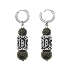 Серьги-амулеты с руной из нержавеющей стали Беркана, Унакит SERX01-41