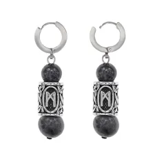 Серьги-амулеты с руной из нерж.стали Манназ, Лабрадор SERX01-45