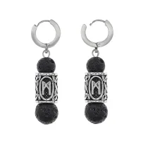 Серьги-амулеты с руной из нерж. стали Манназ, Лава SERX01-46