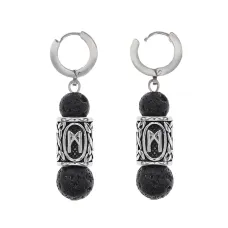 Серьги-амулеты с руной из нерж. стали Манназ, Лава SERX01-46