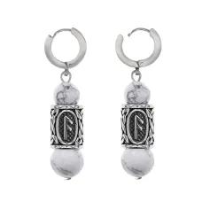 Серьги-амулеты с руной из нержавеющей стали Ансуз, Кахолонг SERX01-48