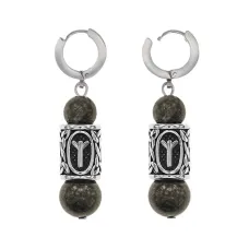 Серьги-амулеты с руной из нержавеющей стали Мир, Унакит SERX02-02