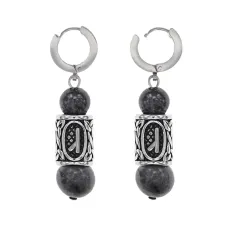 Серьги-амулеты с руной из нерж.стали Алатырь, Лабрадор SERX02-05