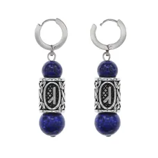 Серьги-амулеты с руной из нерж.стали Алатырь, Лазурит SERX02-06