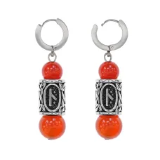 Серьги-амулеты с руной из нержавеющей стали Нужда, Сердолик SERX02-09
