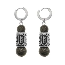 Серьги-амулеты с руной из нержавеющей стали Крада, Унакит SERX02-11