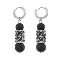 Серьги-амулеты с руной из нержавеющей стали Сила, Лава SERX02-15