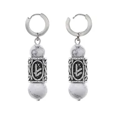 Серьги-амулеты с руной из нерж.стали Берегиня, Кахолонг SERX02-20