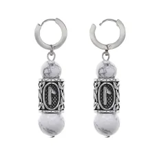 Серьги-амулеты с руной из нержавеющей стали Леля, Кахолонг SERX02-23